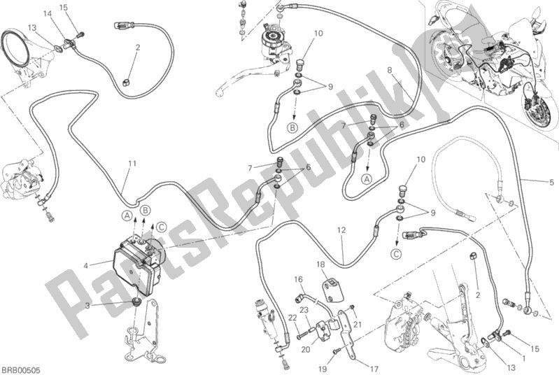 Todas las partes para Sistema De Frenos Abs de Ducati Multistrada 1200 S Thailand 2018
